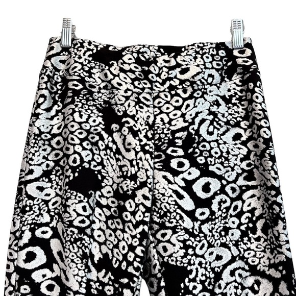 LENA GABRIELLE Black & Silver Metallic Leopard Print Pants Size 2 - Picture 5 of 10
